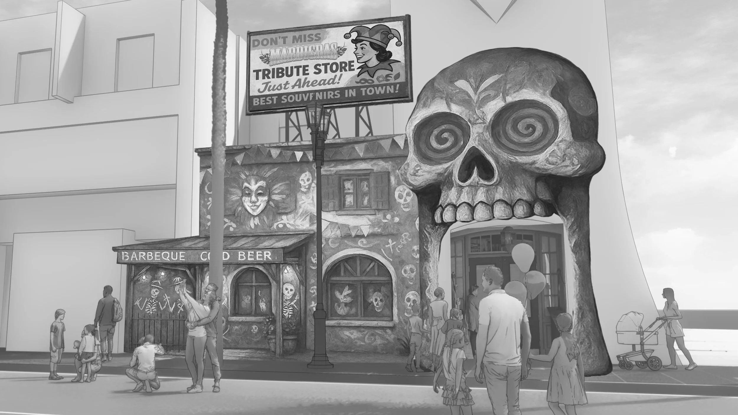 Mardi Gras 2026 Facade Sketches Voodoo Skull.jpg