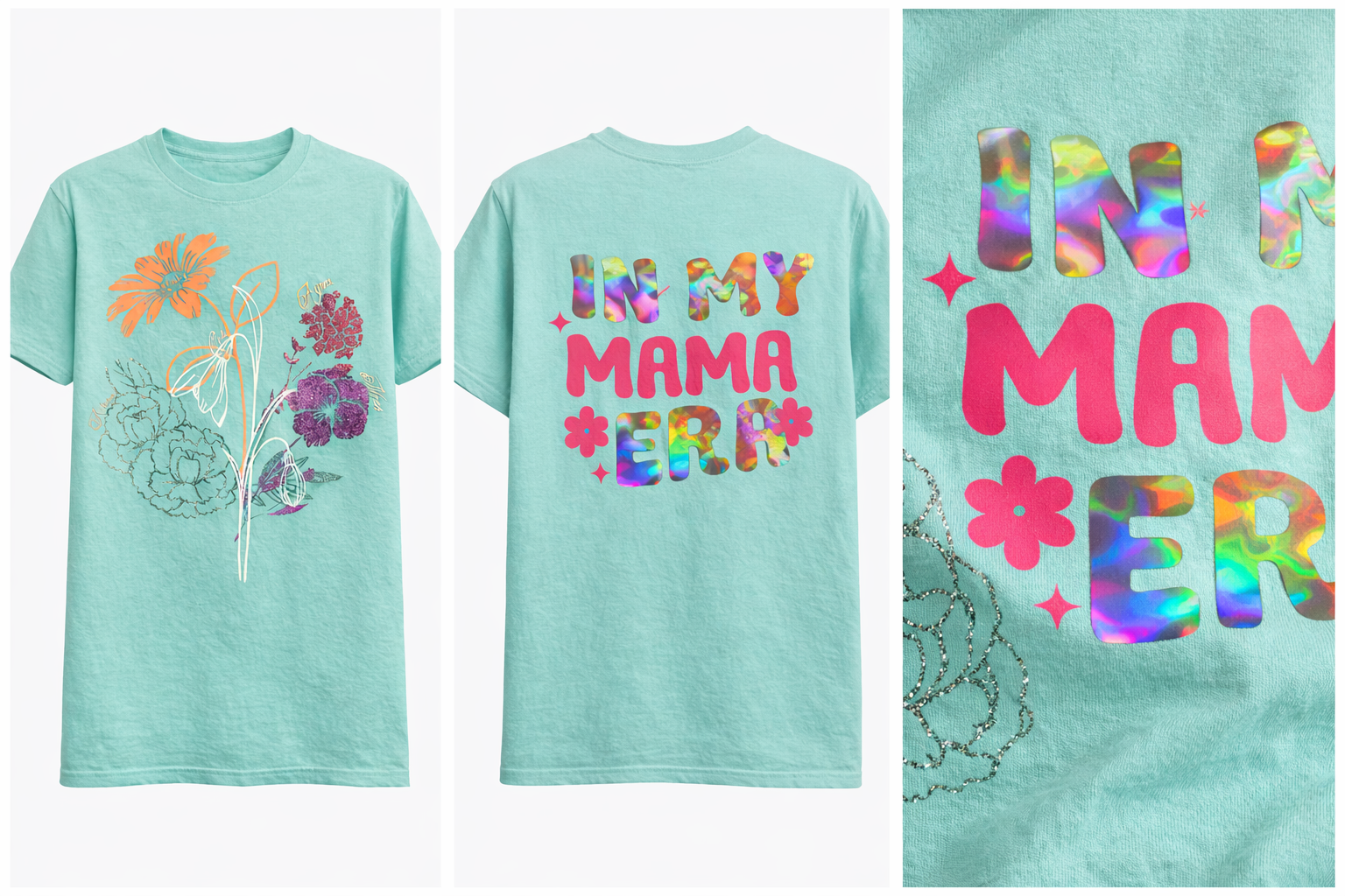 In My Mama Era Tee- Personalized Floral Bouquet Design