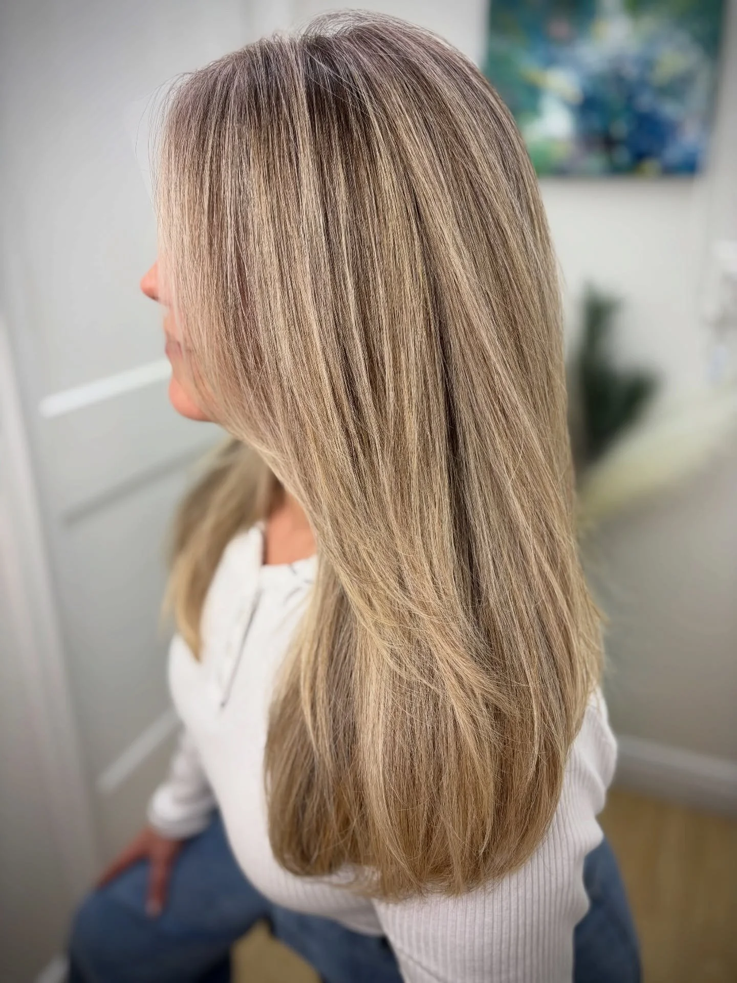 Grey blending custom blonde transformation &amp; haircut for my longest friend🤍 

Here&rsquo;s the thing about results that look effortless &amp; natural - they actually take a lot of time and technique to achieve. Attention to detail is key. 

Hair