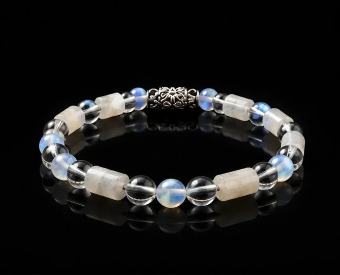 Snow Quartz, Clear Quartz, Rainbow Moon Stone