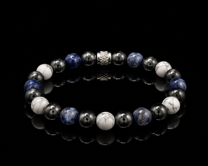 Howlite, Hematite, Lapis