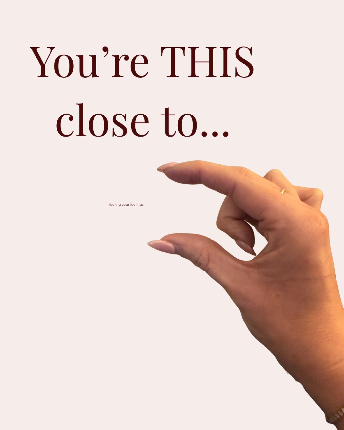 You're literally like thiisss close, you can do it!

*
*
*
*
*
#mentalhealthcounseling #mentalhealthcare #mentalhealthisreal #mentalhealthadvice #mentalhealthwarriors #mentalhealthisimportant #mentalhealthtips #trauma #counsellor #millennialtherapist