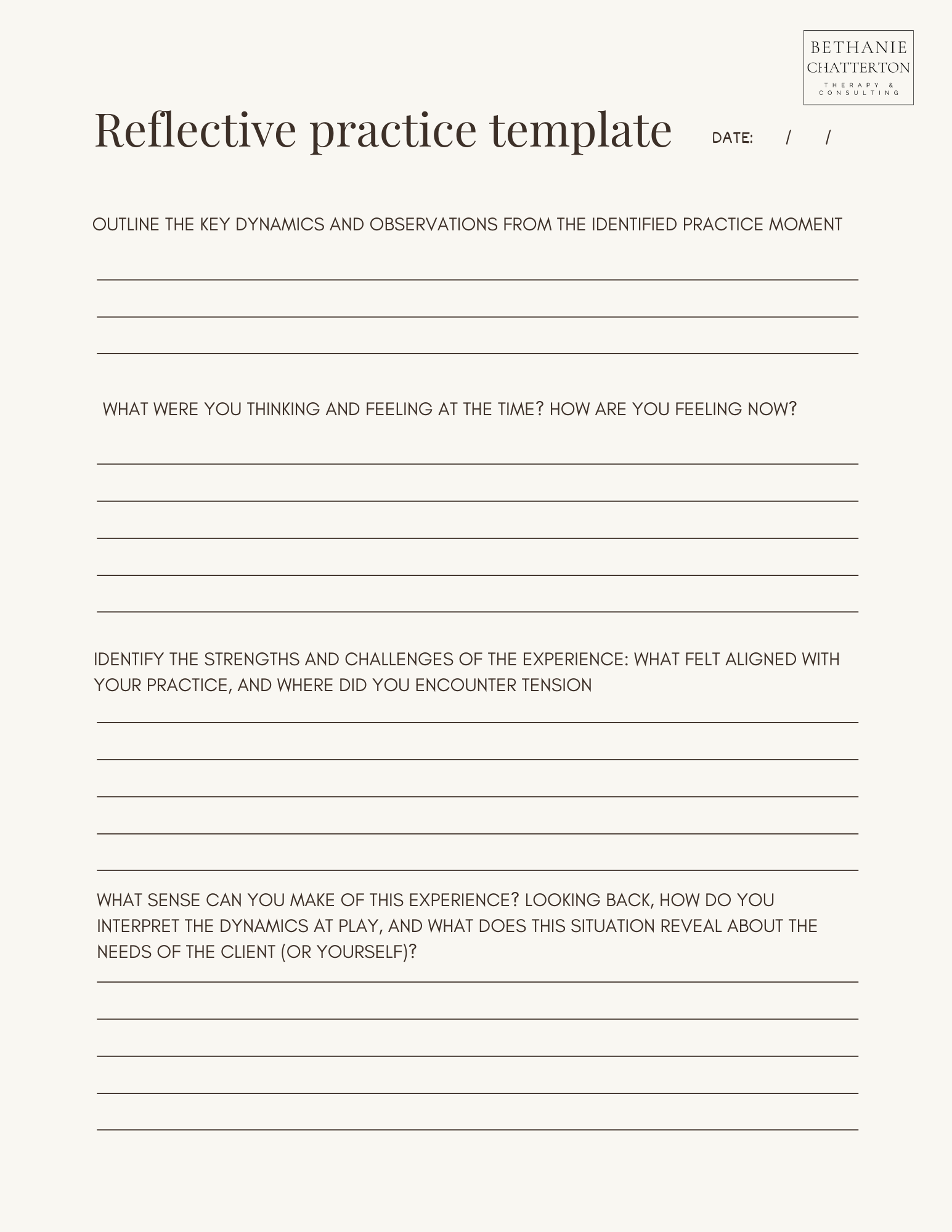 Reflective practice template