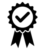 Médaille avec un ruban, symbole de certification ou de récompense.