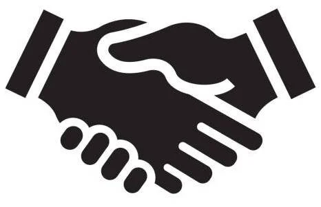 Illustration d'une poignée de main en noir et blanc.