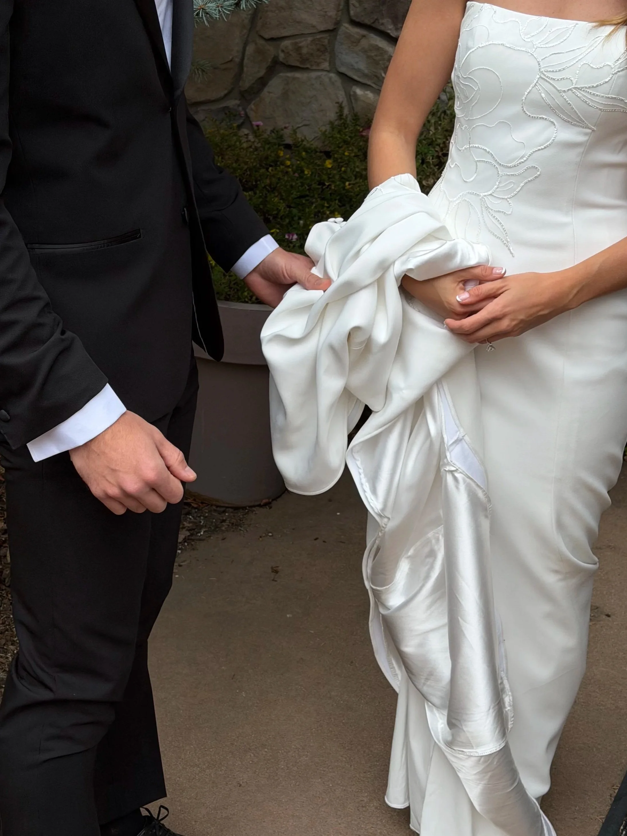 A bride and groom after their emotional first look before they're wedding ceremony!