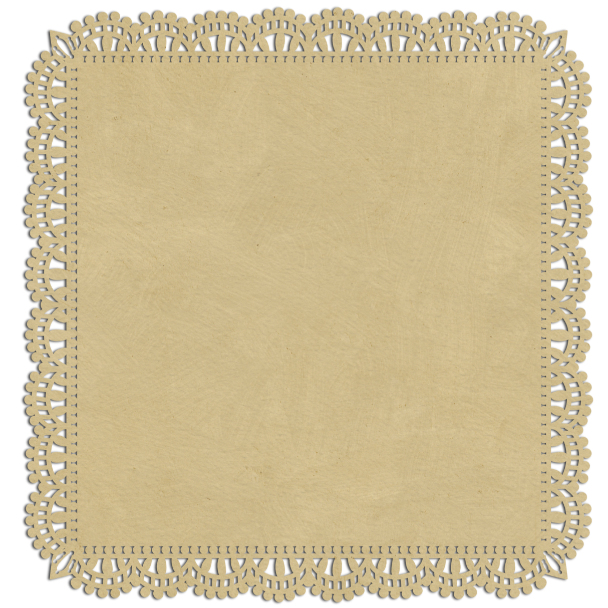 Decorative vintage paper with an ornate lace-like border in beige and black, empty center space.