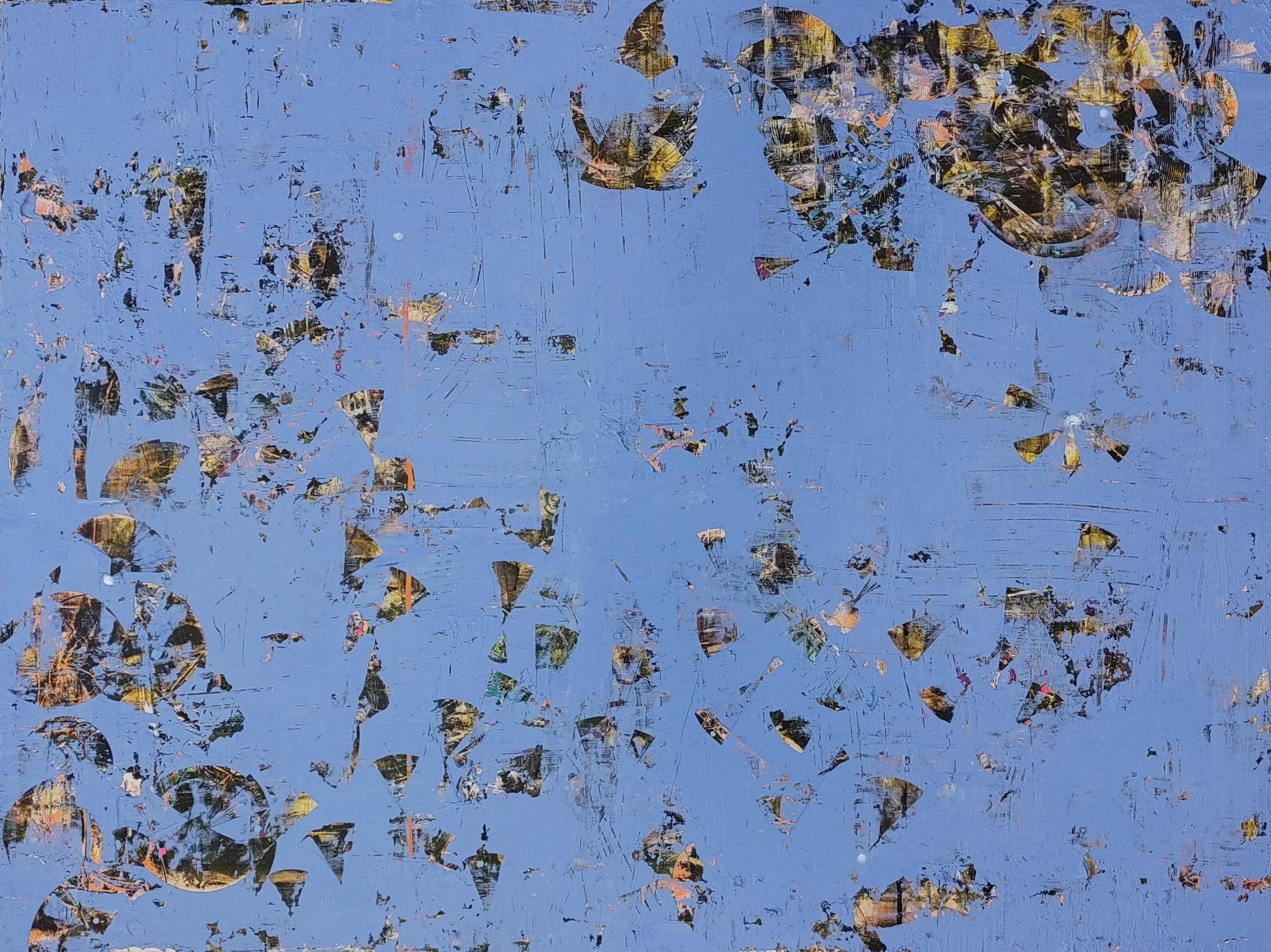 In Stitches of Blotted Blue, 2024, 36 x 48 (SOLD)