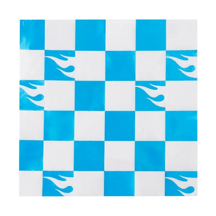 Blue Foil Checker Large Napkins