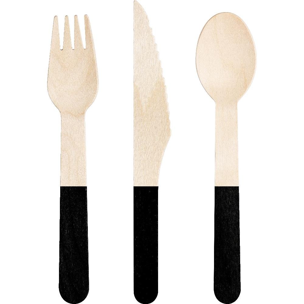Black Wooden Cutlery