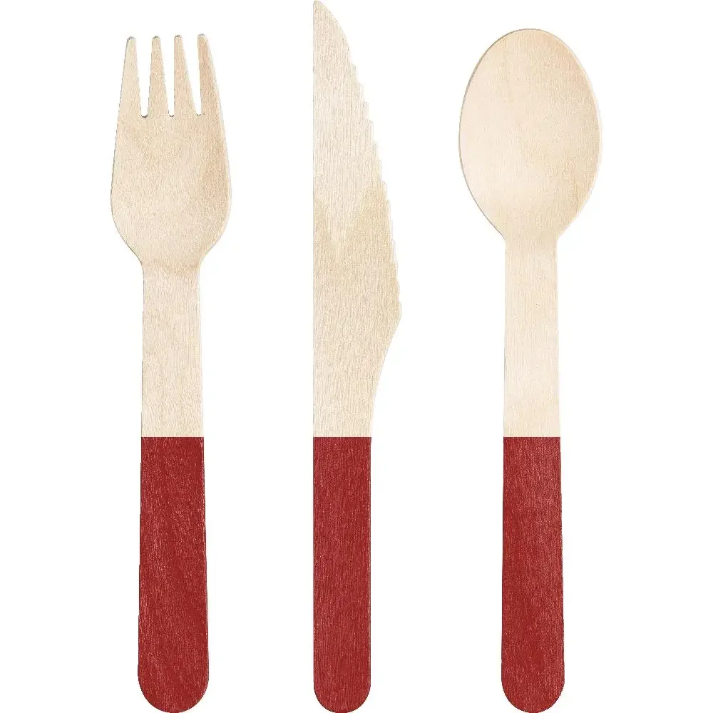 Red Wooden Cutlery