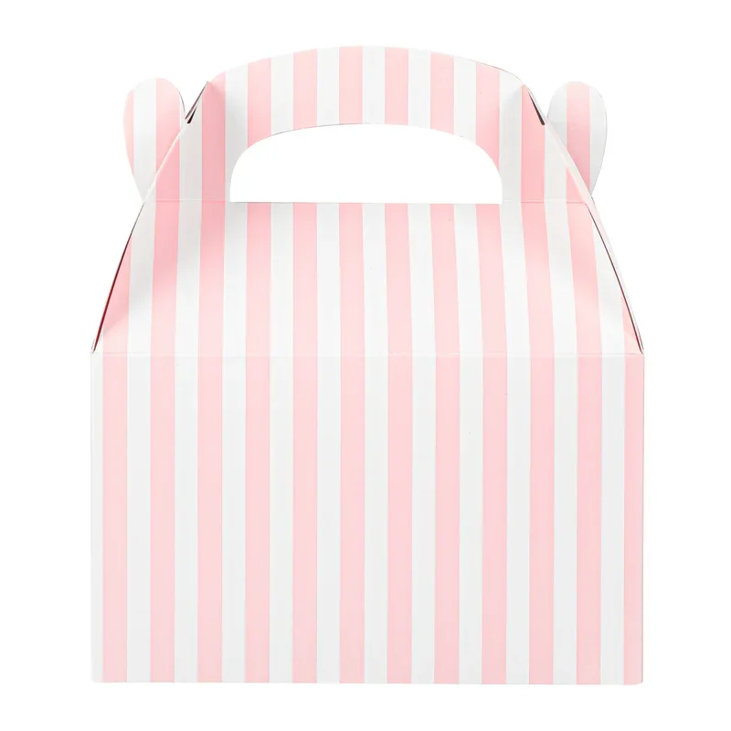 Pink Striped Gable Gift Box (8 ct)