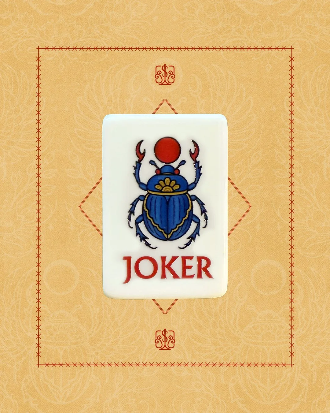 Joker Mahjong tile with blue scarab beetle.