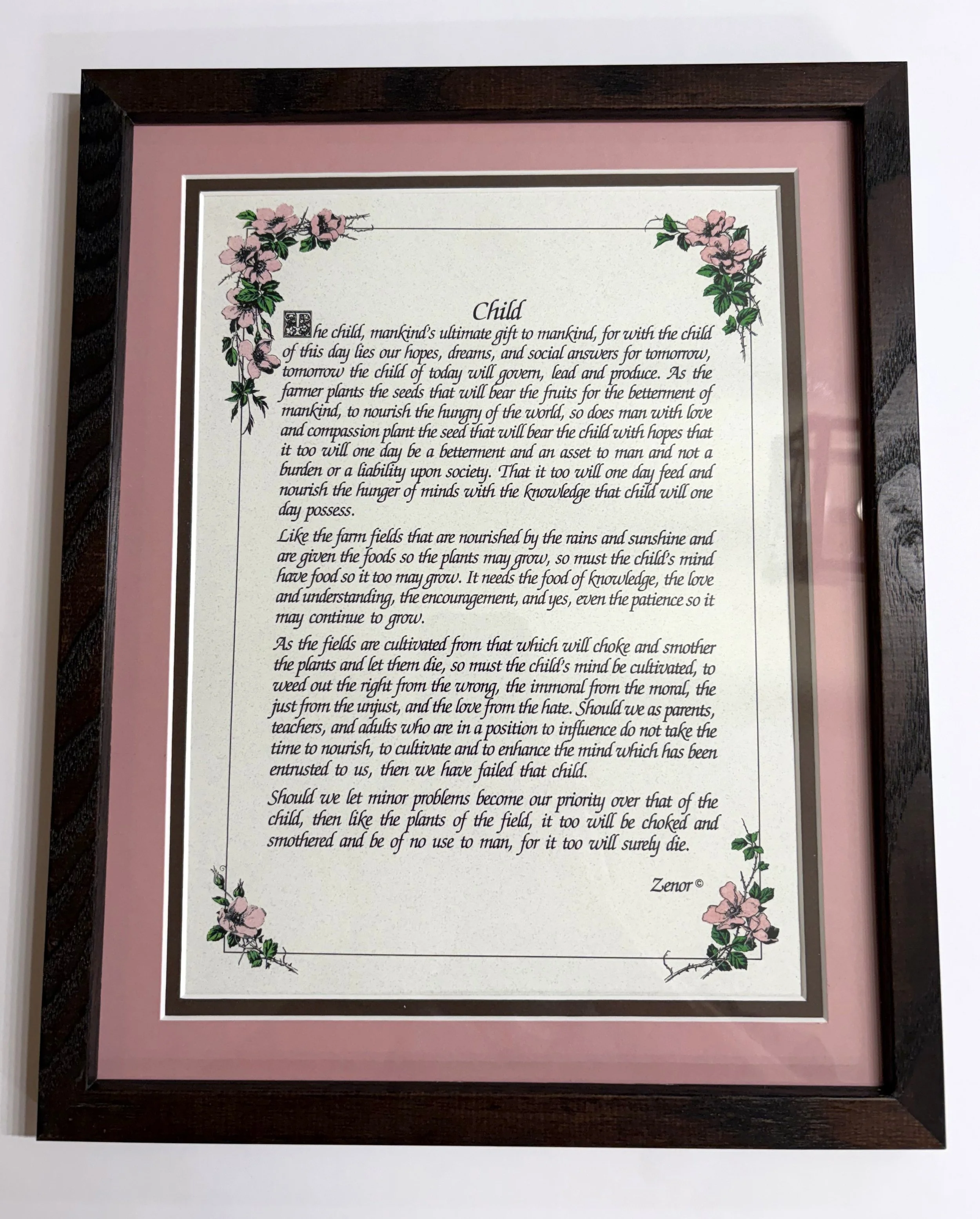 11" x 14" Walnut Wood Frame with your choice of Poem