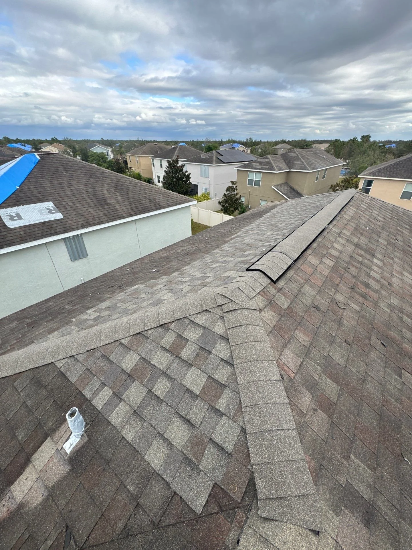 Roof repair completed in Tampa, Florida after a storm.
