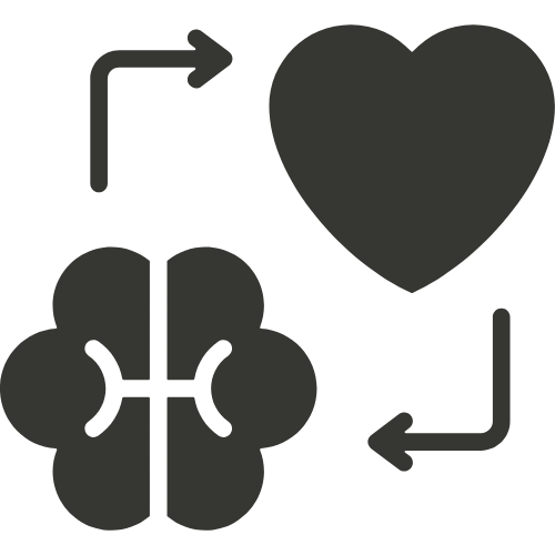 brain with arrow pointing to heart and vice versa