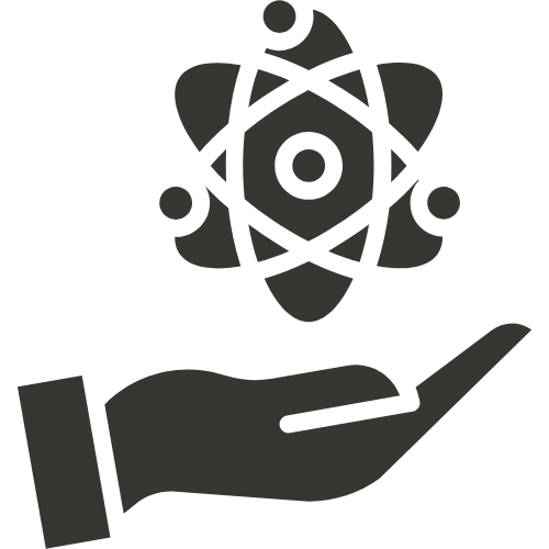 hand holding an atom representing evidence based science