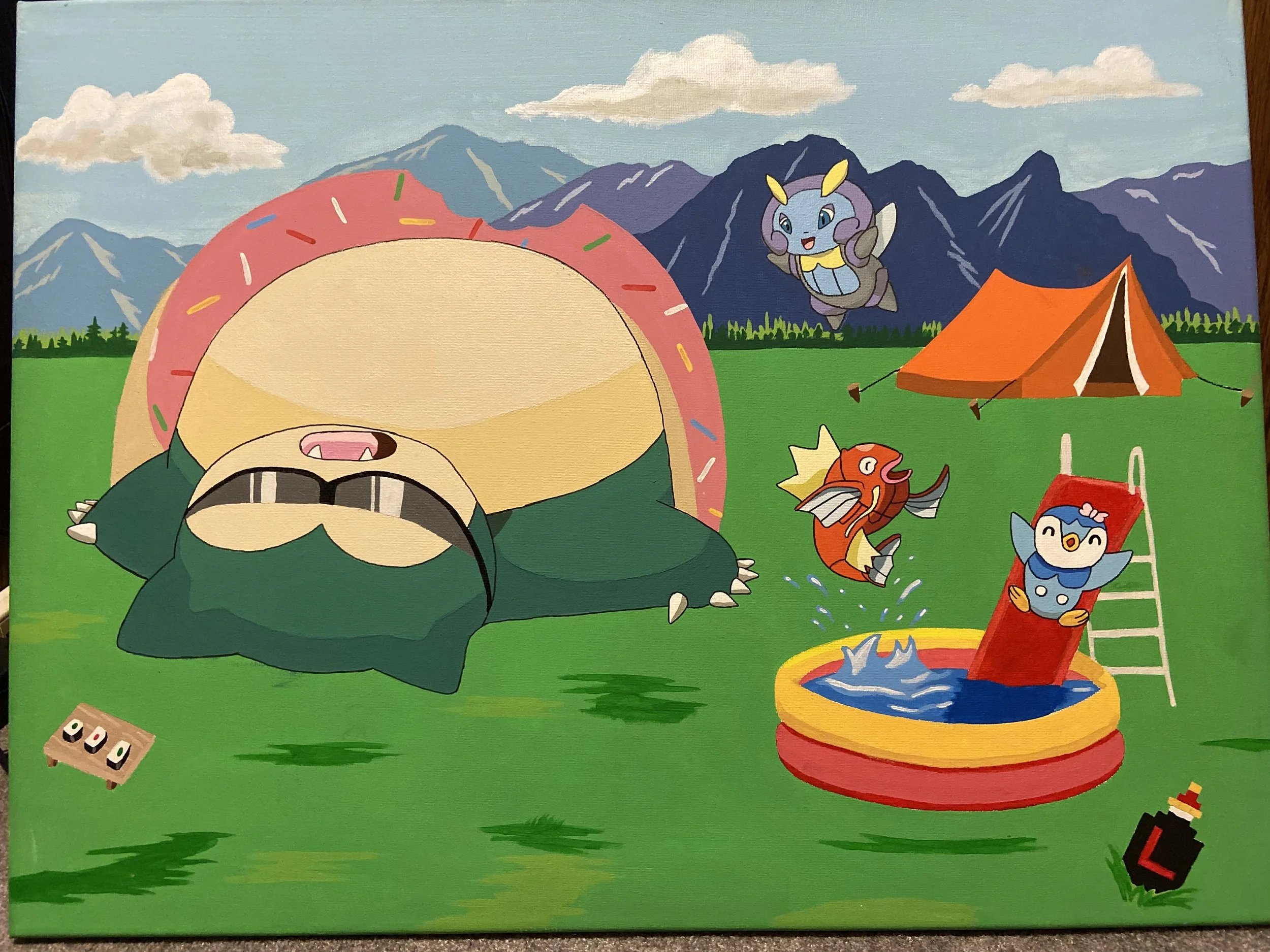 Snorlax & Friends, 20" x 16" canvas, 2020