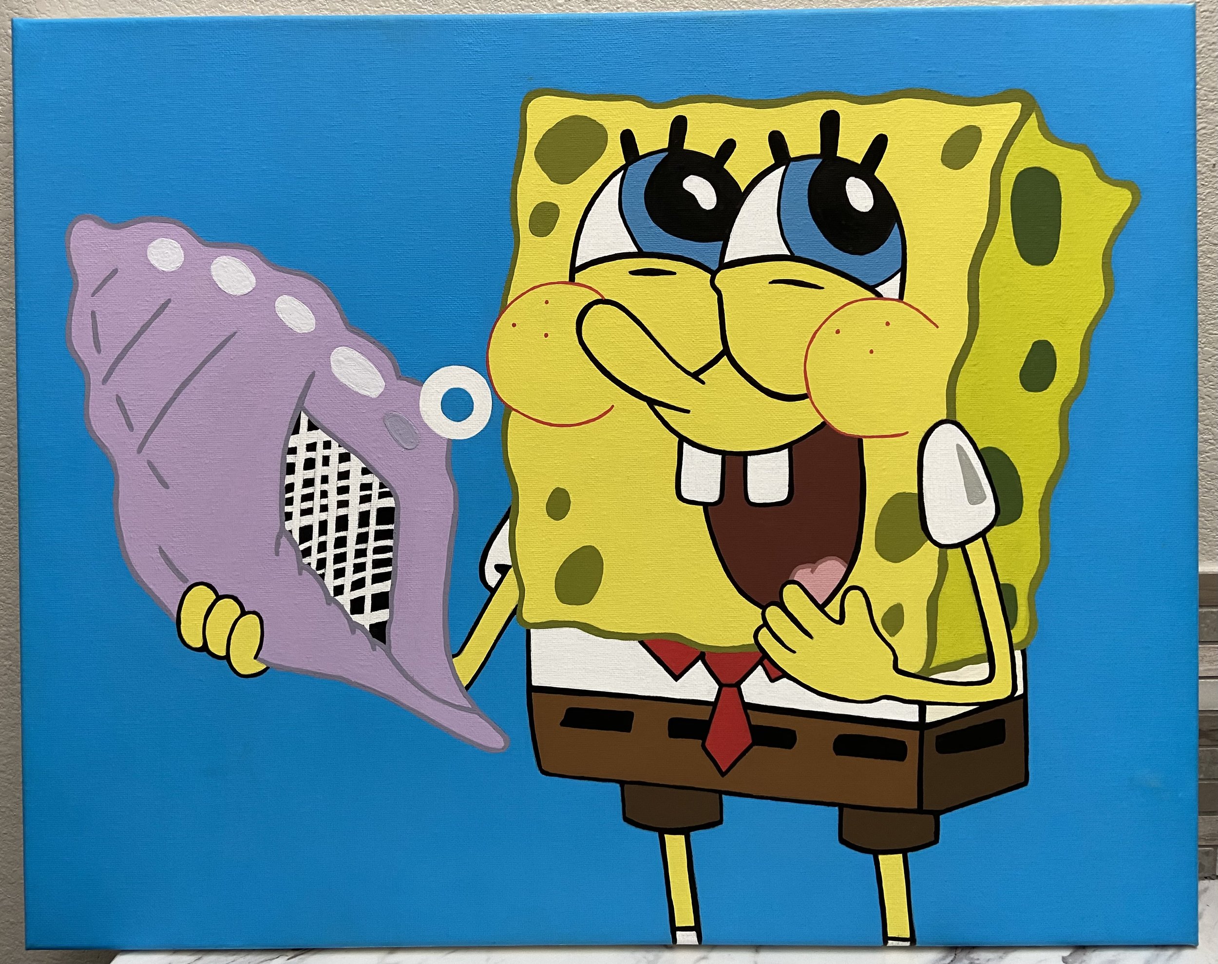 SpongeBob & The Magic Conch, 20" x 16" canvas, 2021
