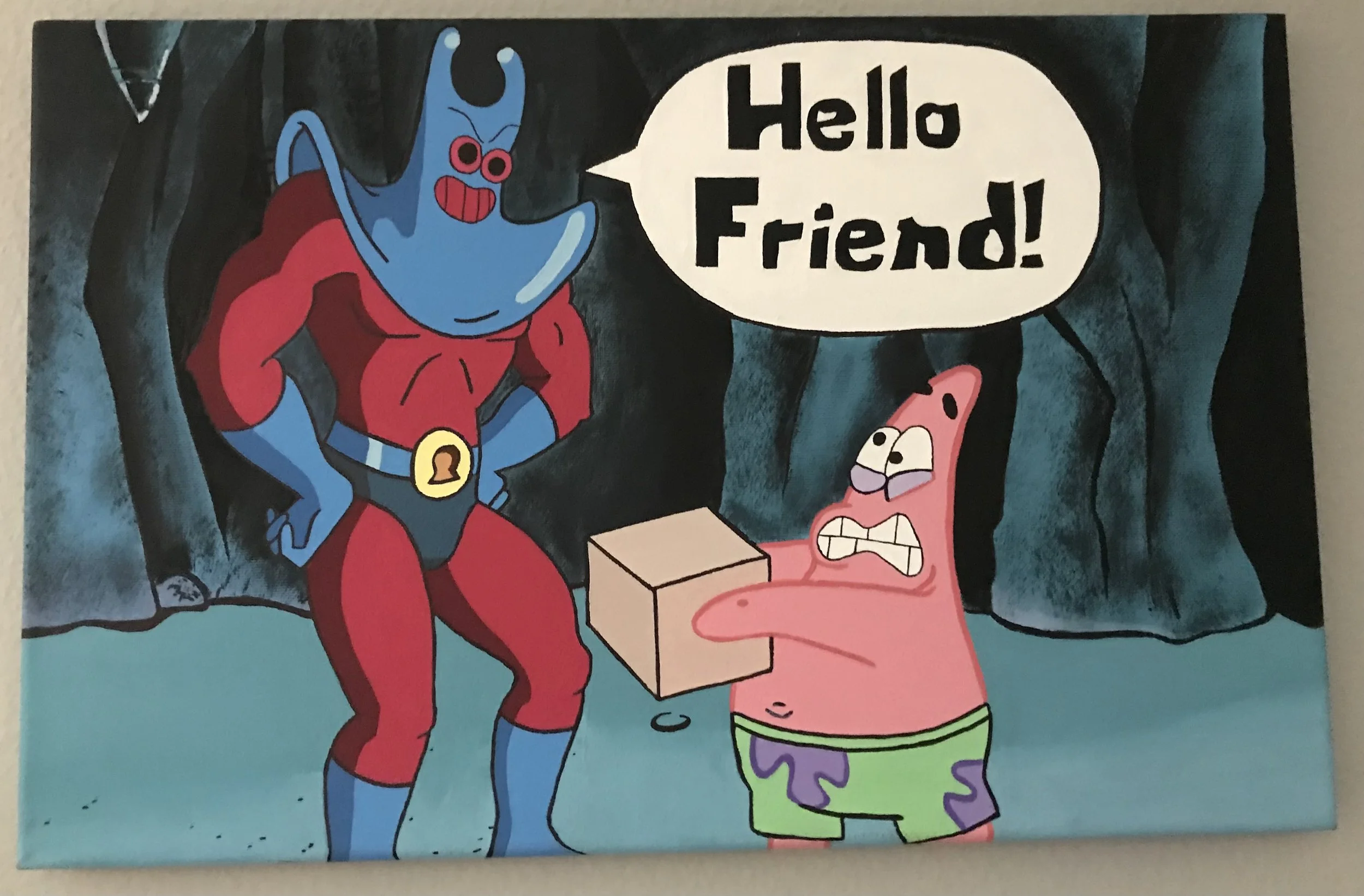 Man Ray: Hello Friend!, 17" x 11" canvas, 2020