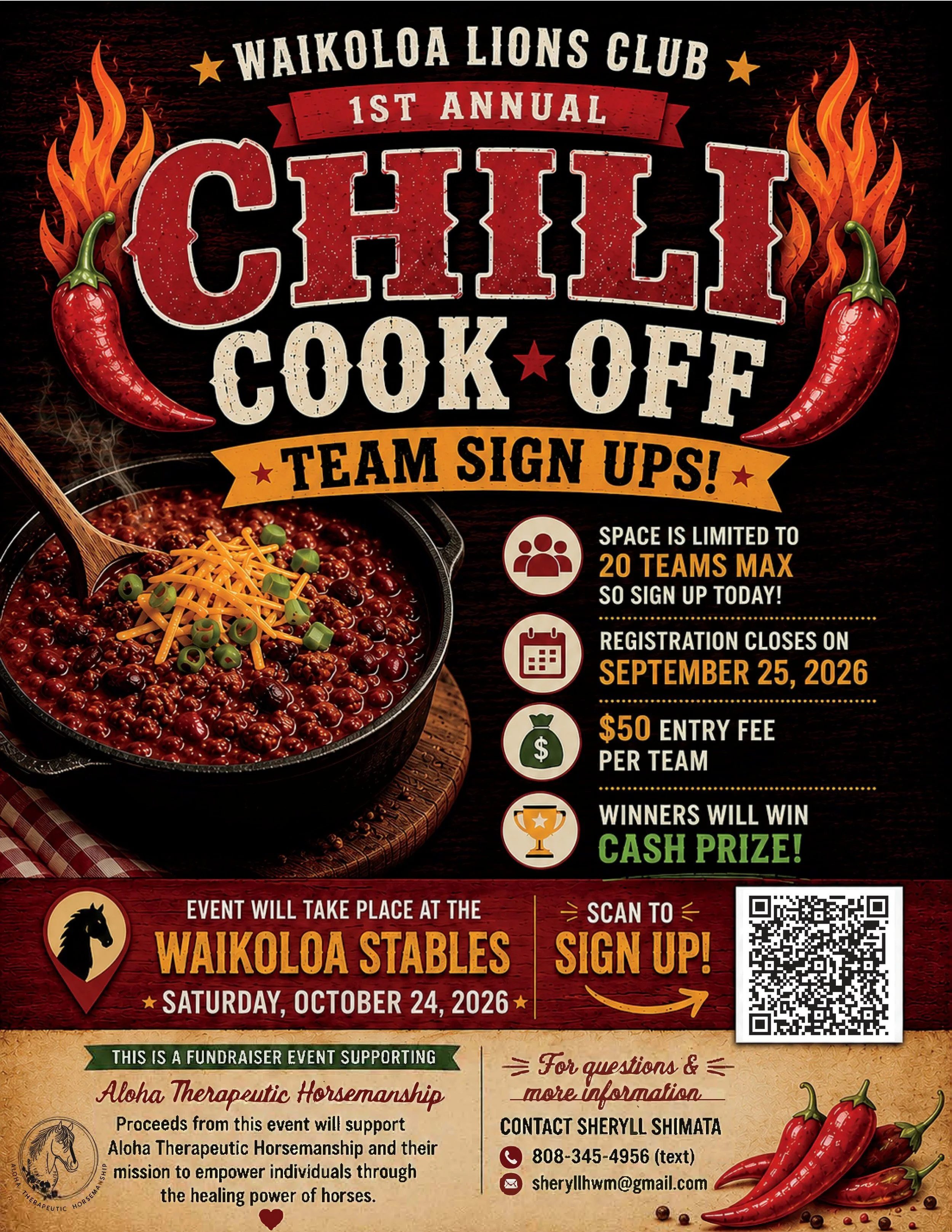 Waikoloa LIONS Club 1st Annual Chili Cook-off at Waikoloa Stables