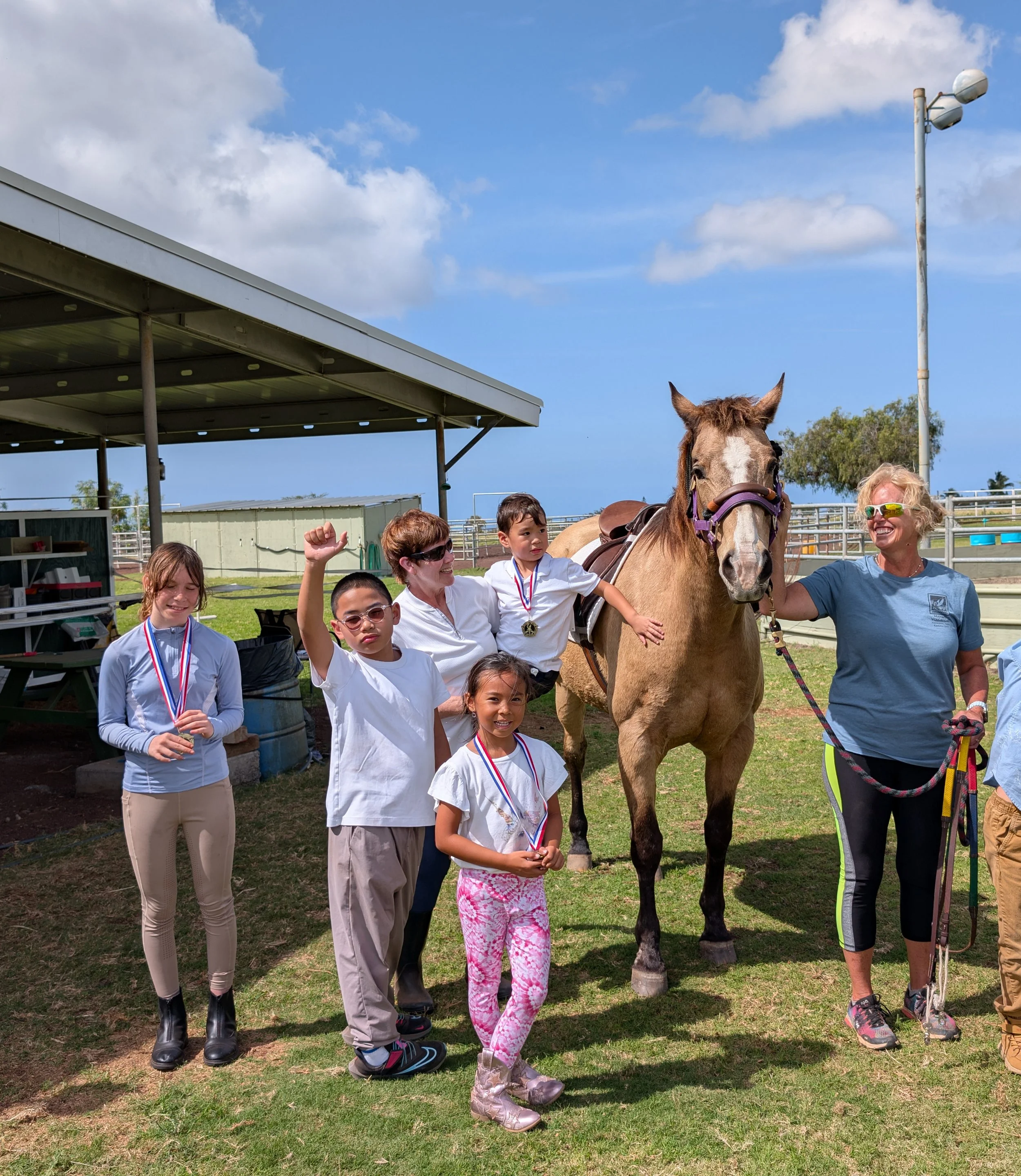 Showing off our medals