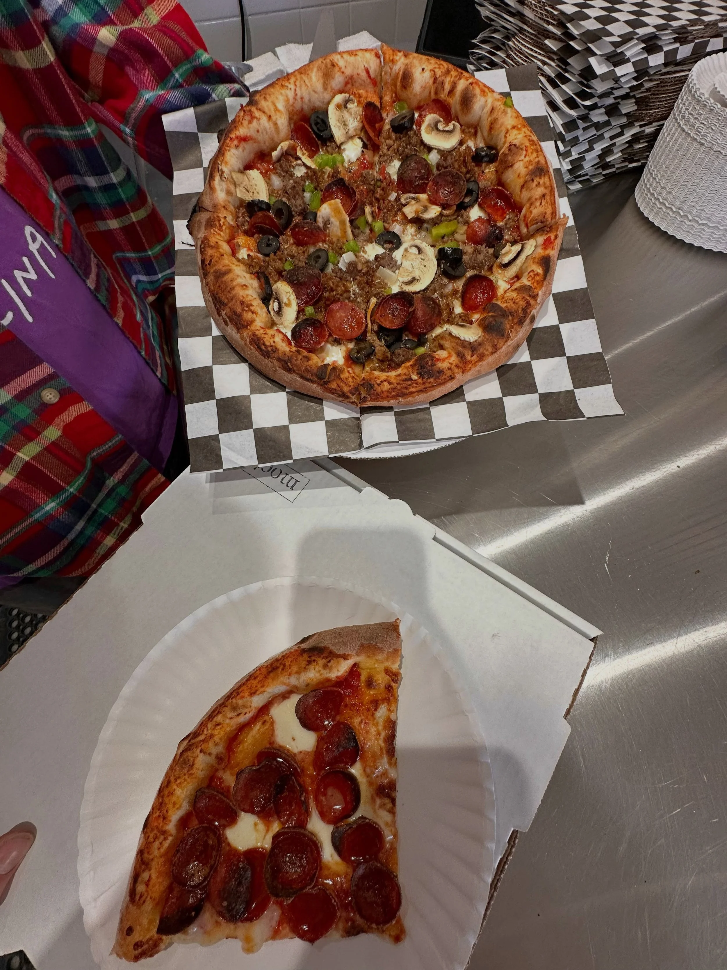 Heres a slice of pep and a supreme pizza.

No pizza today! Ill be in naples, its been a crazy month. Lots of pizza and private events. My cat Freaky passed too and its been rough. Ill be enjoying some time off with my wife today.