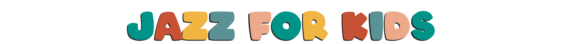 Colorful text reading "Jazz for Kids" on a light background.