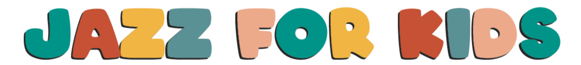 Colorful cartoon-style text spelling 'JAZZFOR KIDS' with bright, varied colors.