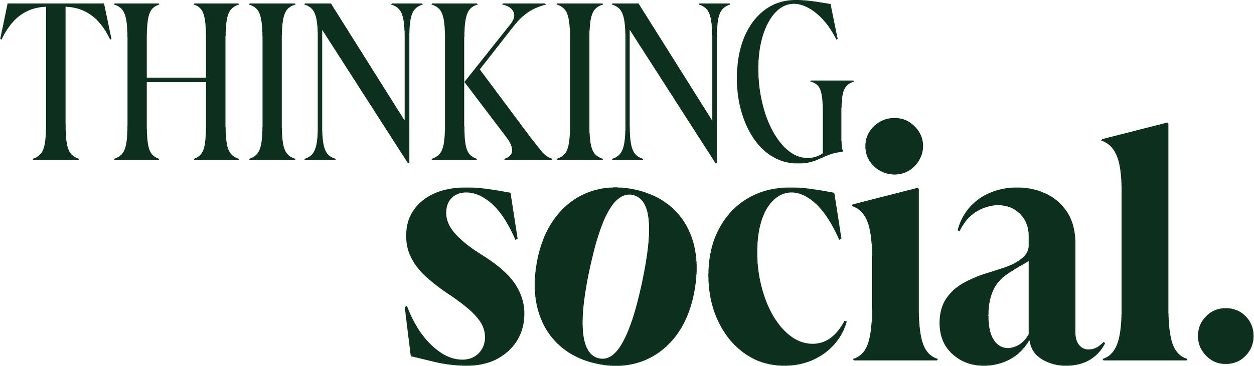 The phrase "Thinking Social" written in large, dark green letters.