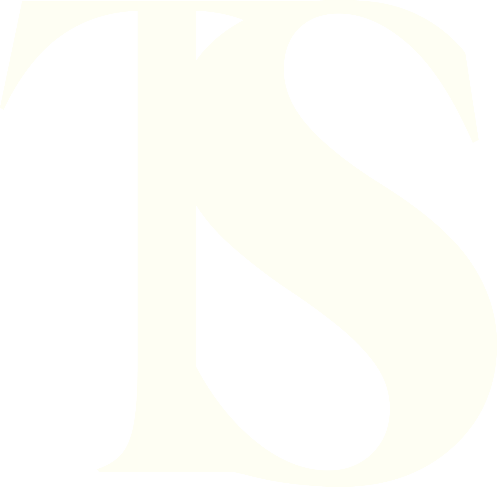 Close-up of a black and white letter 'TS' in a bold, stylized serif font.