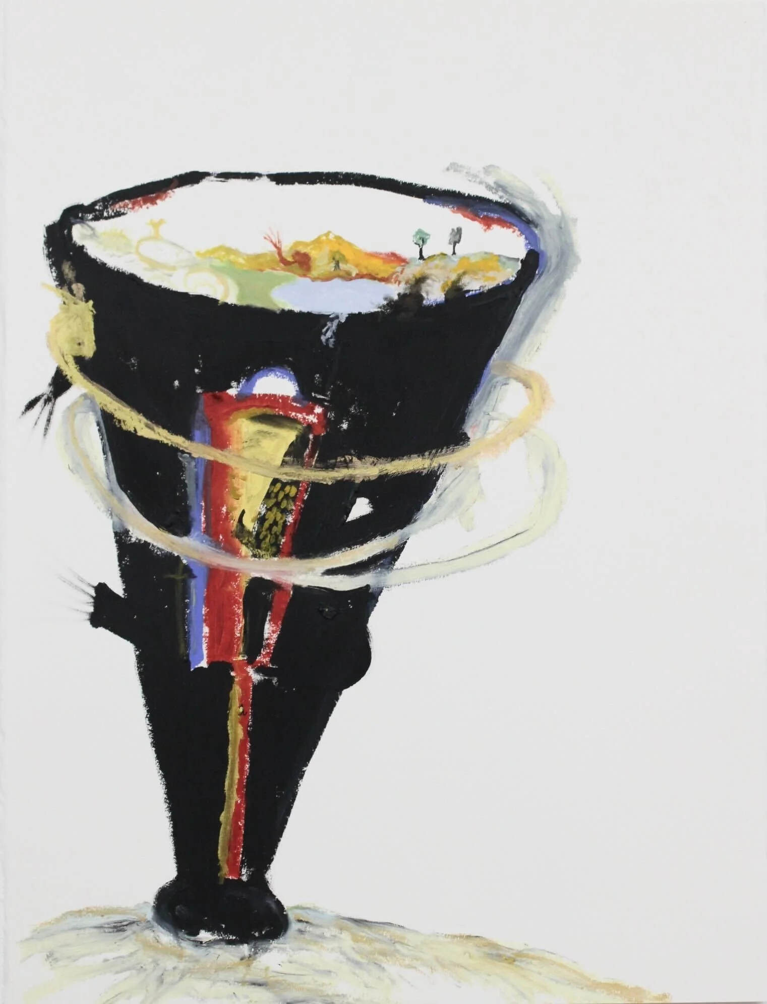 Megaphone Extracting a Landscape. Oil stick and acrylic on paper. 