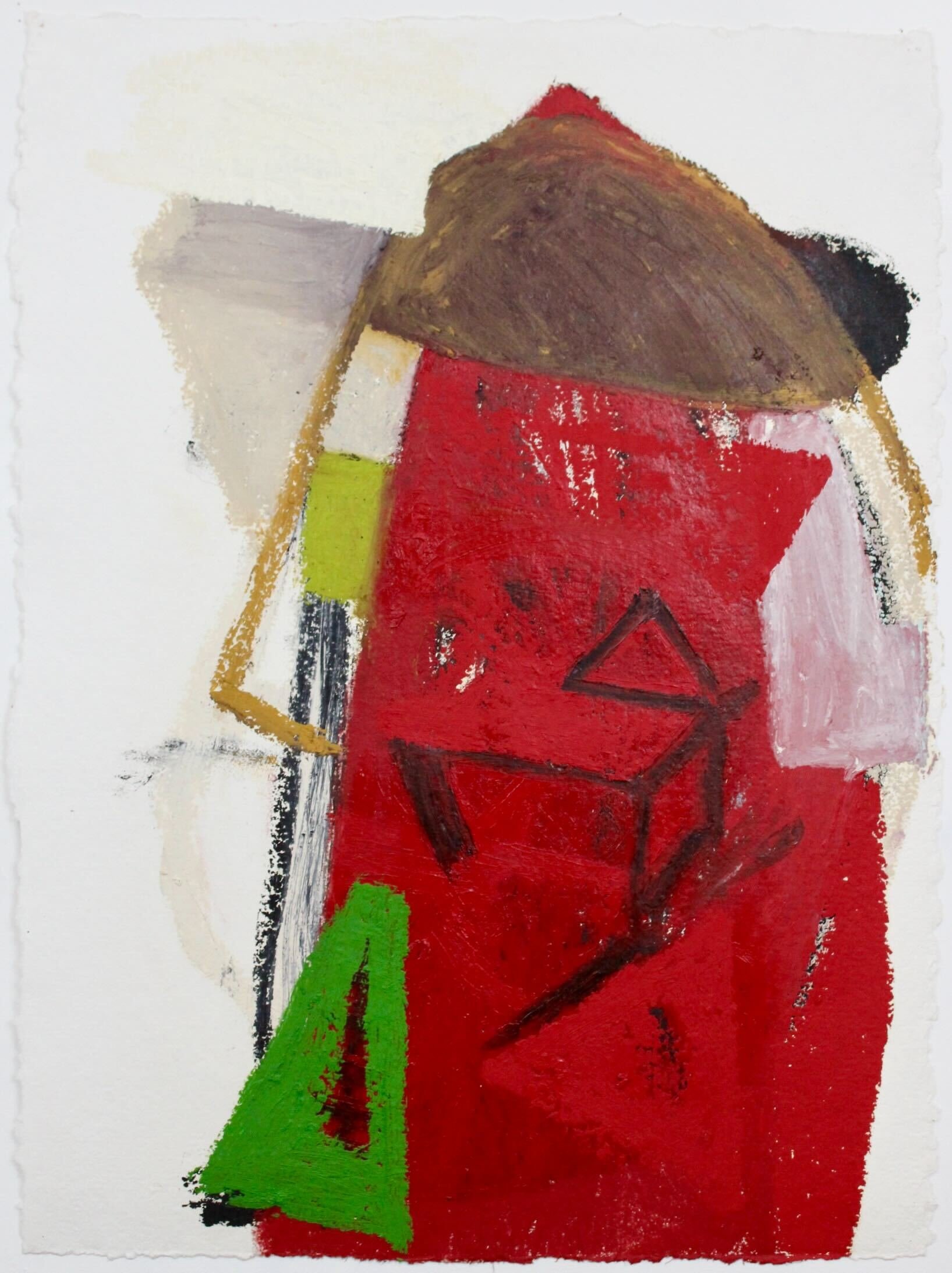 Red Mistake. Oil stick and acrylic on paper. 