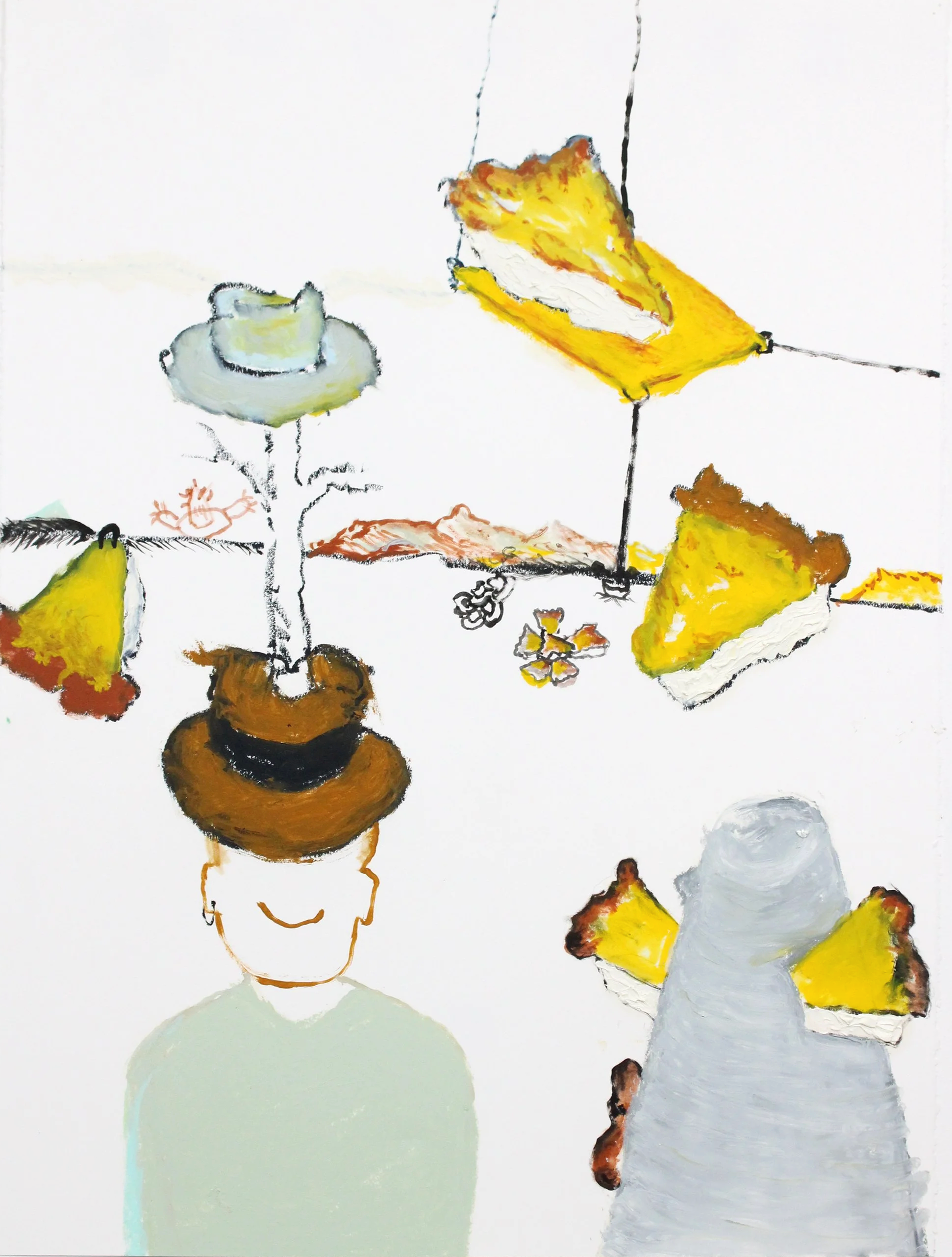 Piescape. Oil stick and acrylic on paper.