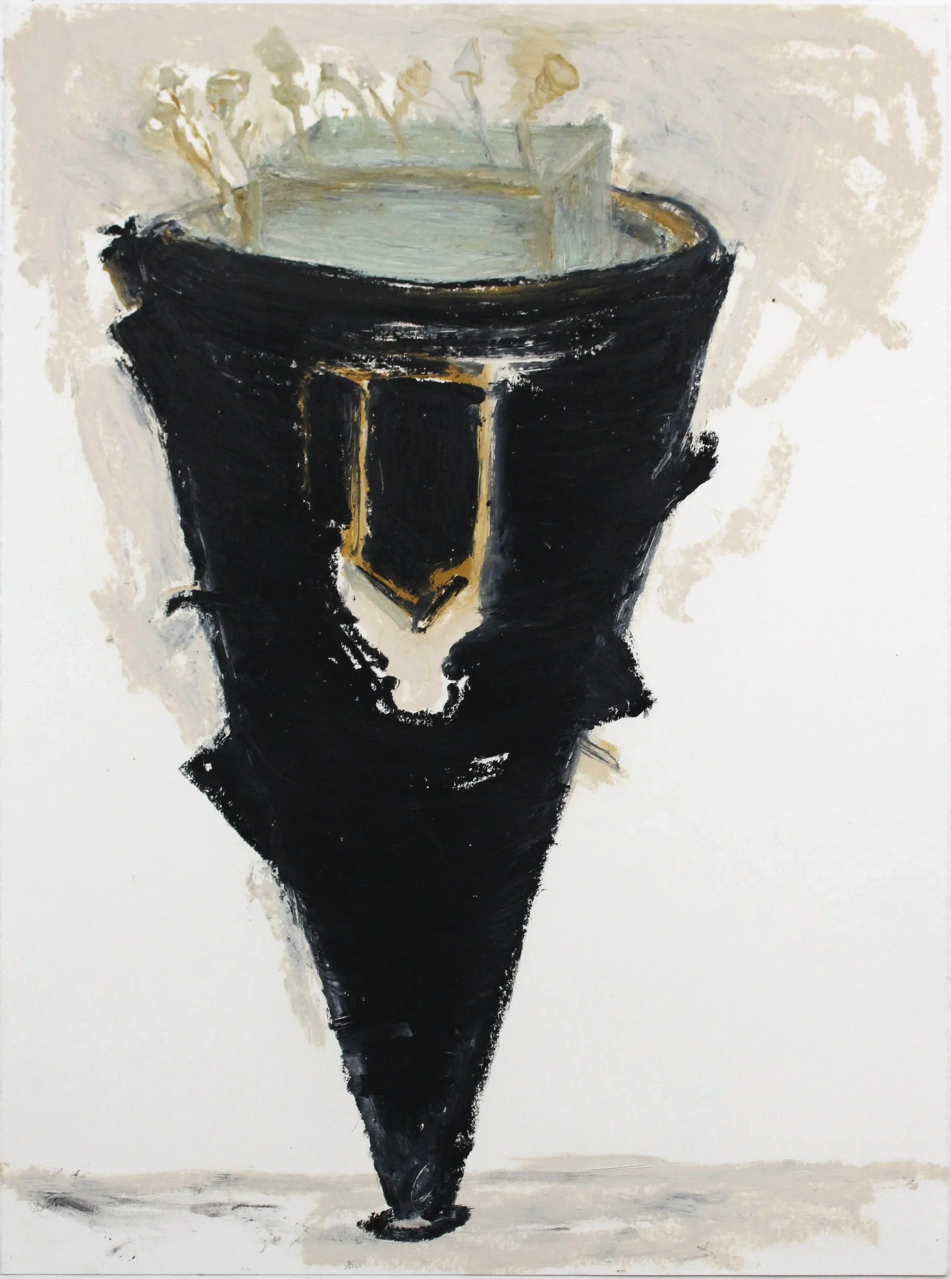Fungi Funnel. Oil stick and acrylic on paper.