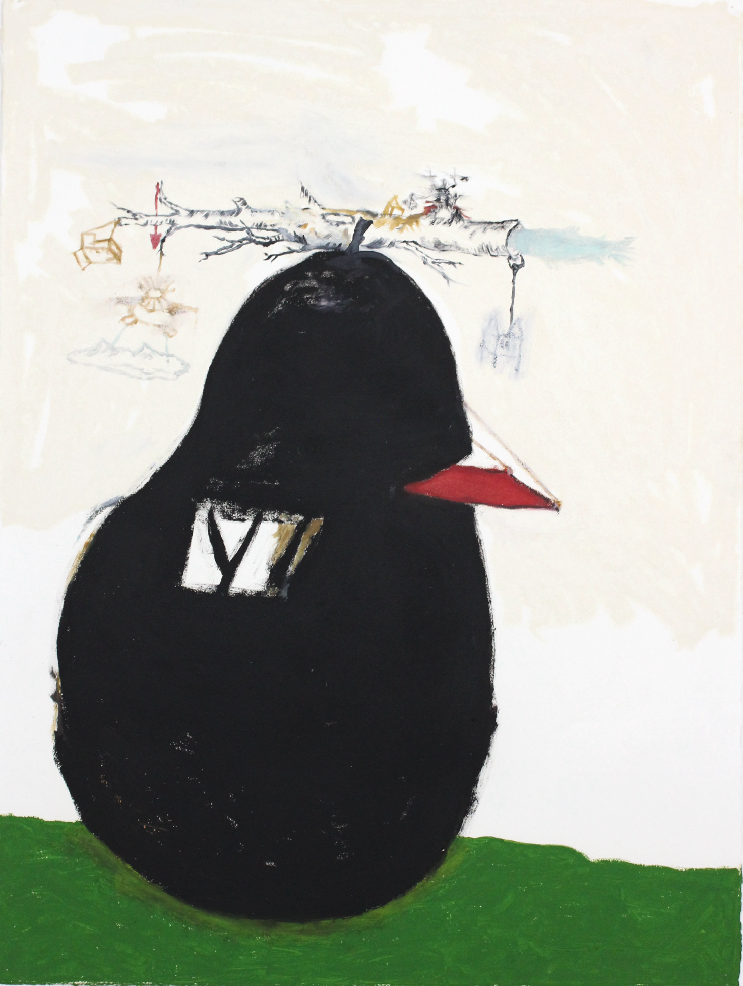 Pear. Oil stick and acrylic on paper.