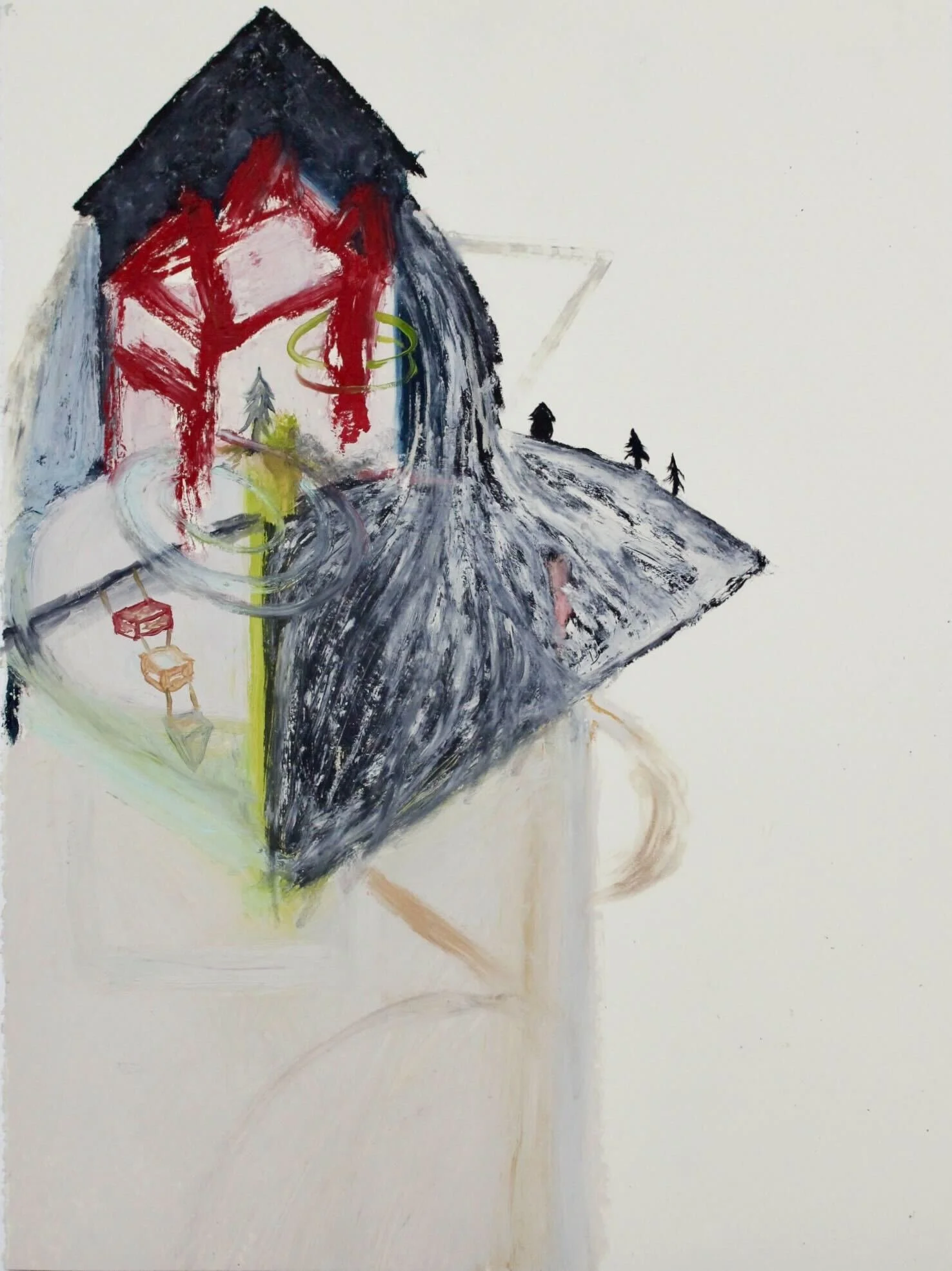 Red House. Oil stick and acrylic on paper. 