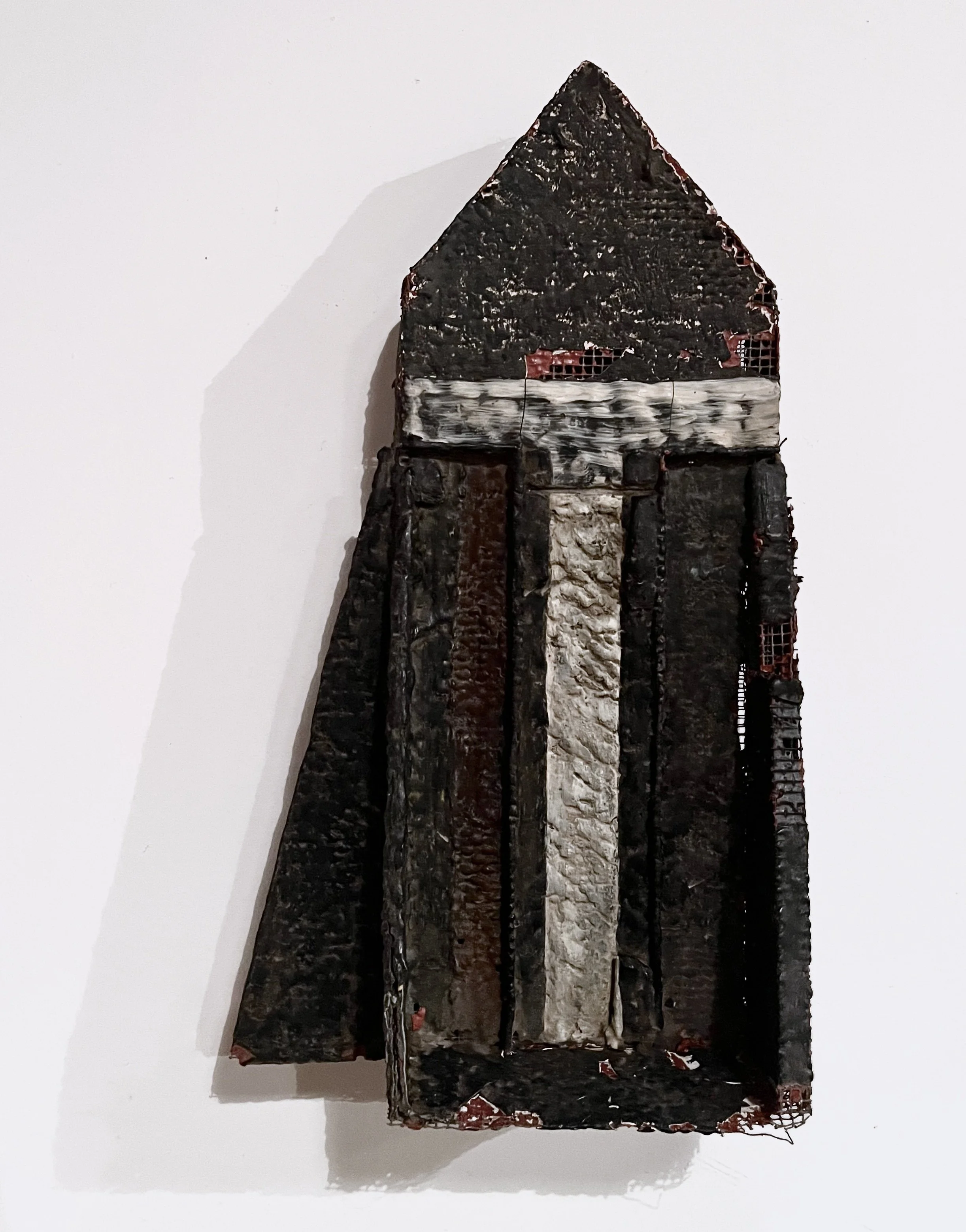 House. Wire, encaustic, pigment.