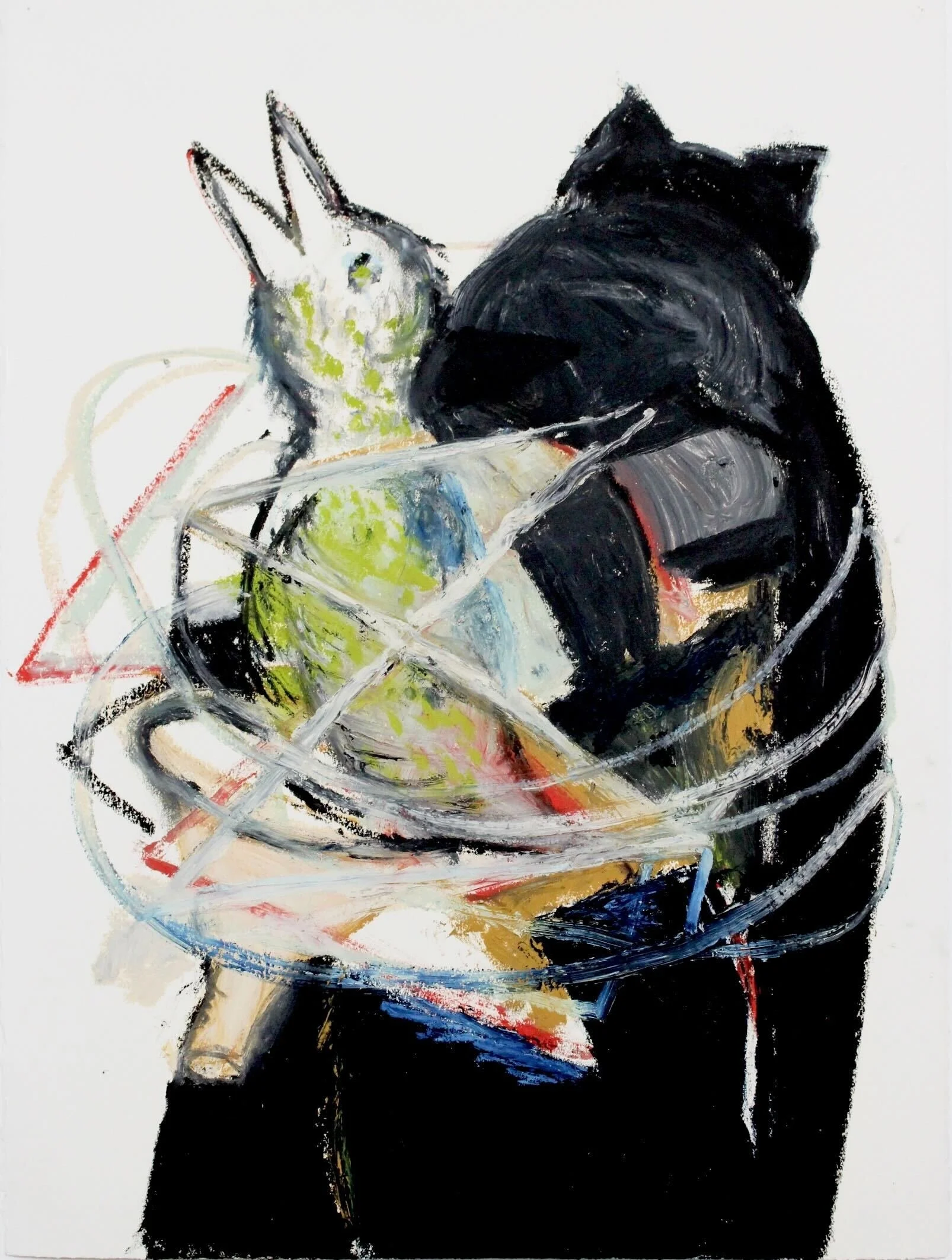 Owl. Oil stick and acrylic on paper. 