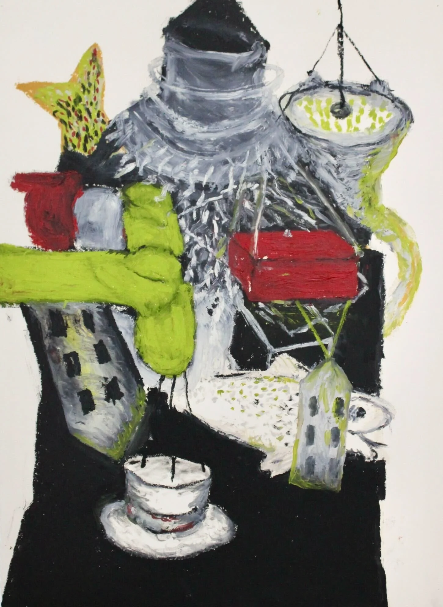 Tin Man. Oil stick and acrylic on paper.