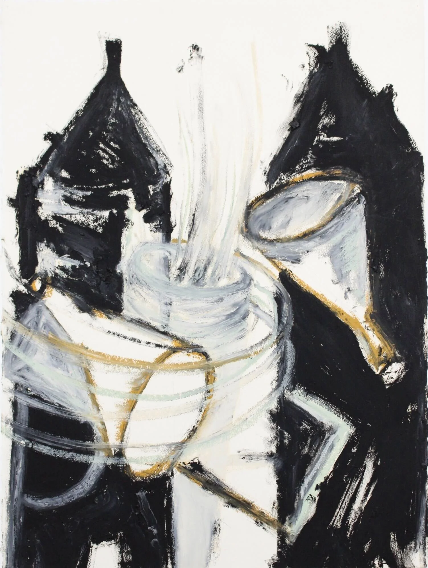 Wind Tunnel/Funnel.  Oil stick and acrylic on paper. 