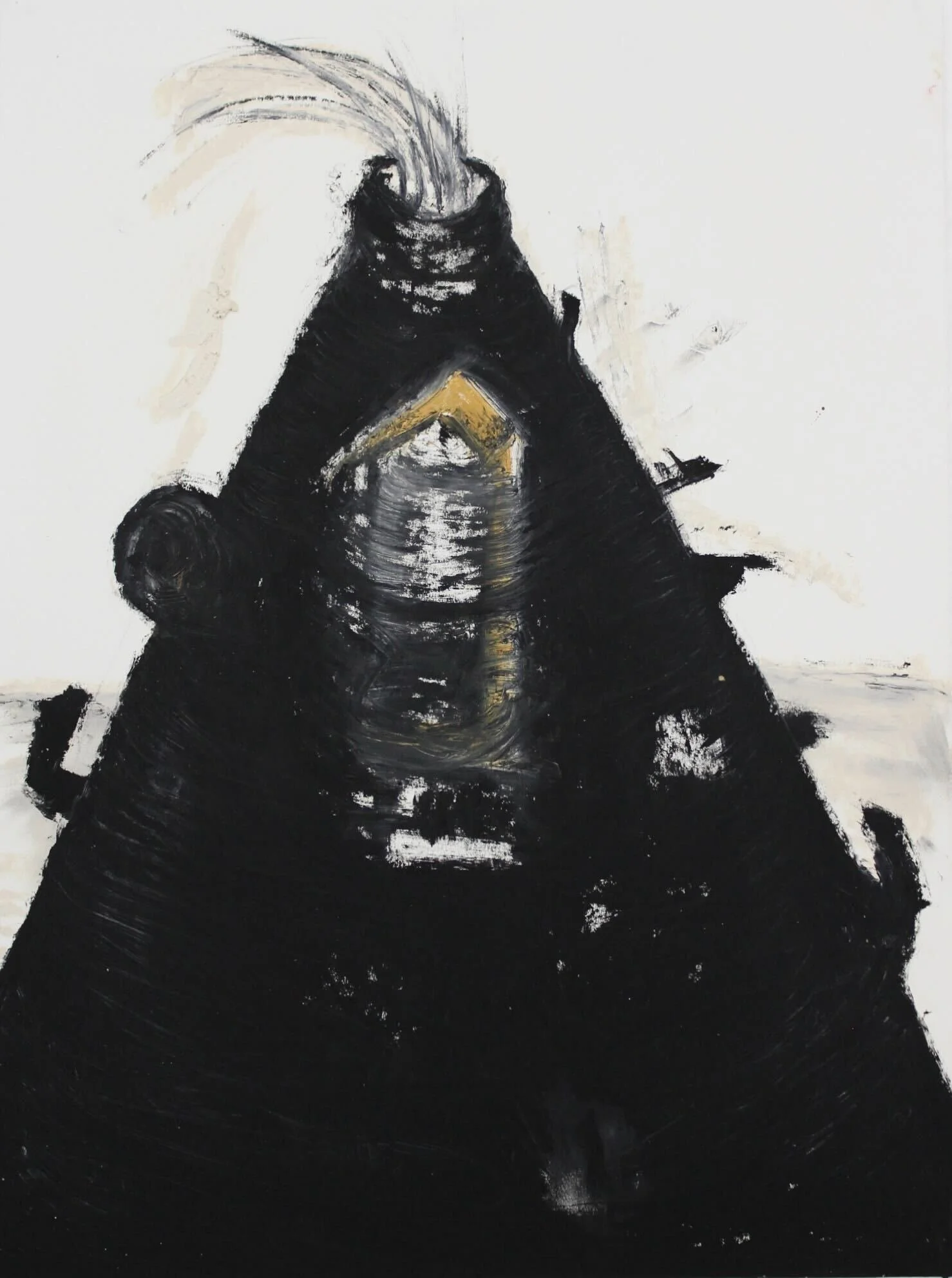 Smoking Megaphone. Oil stick and acrylic on paper. 