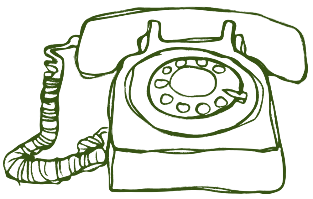 Line drawing of a rotary telephone