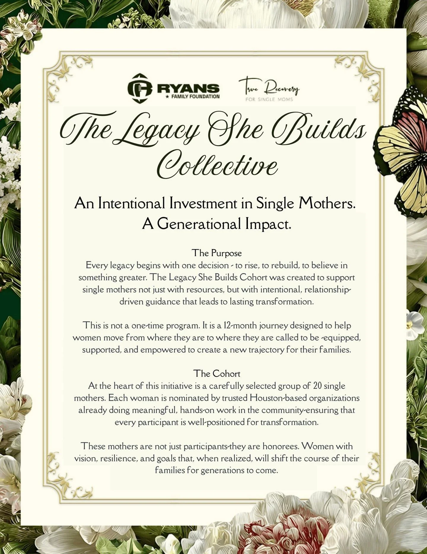 Support our exciting new program for single moms on May 3 at our Legacy She Builds Benefit! ✨

The Legacy She Builds Collective is a 12-month program investing in single mothers through mentorship, community, and real access to opportunities that cre