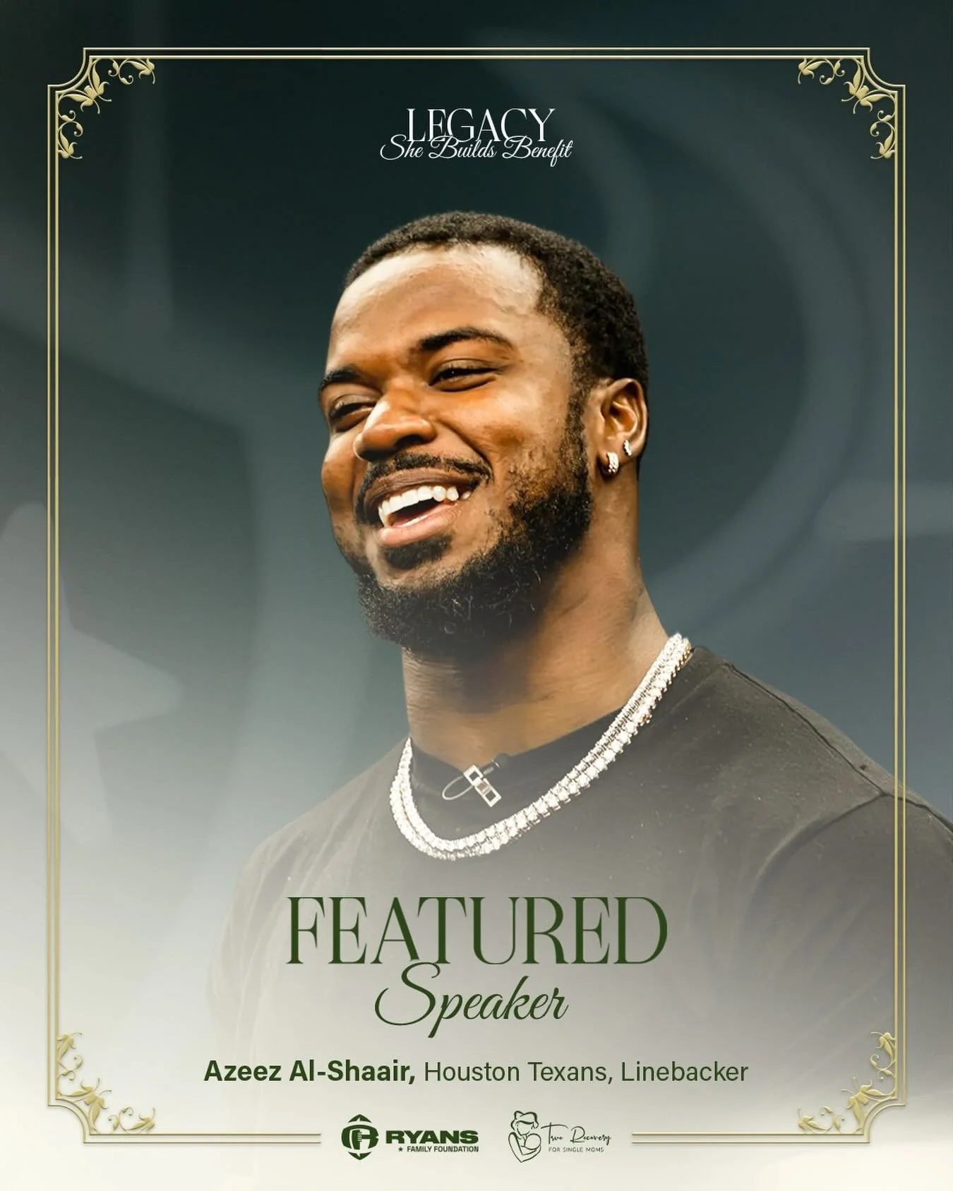Exciting news! @houstontexans linebacker @a_train2_ is joining the Legacy She Builds Benefit as a featured speaker on May 3rd.

Don&rsquo;t miss your chance to hear his inspiring story and help support single moms in Houston ❤️ Last day to purchase t
