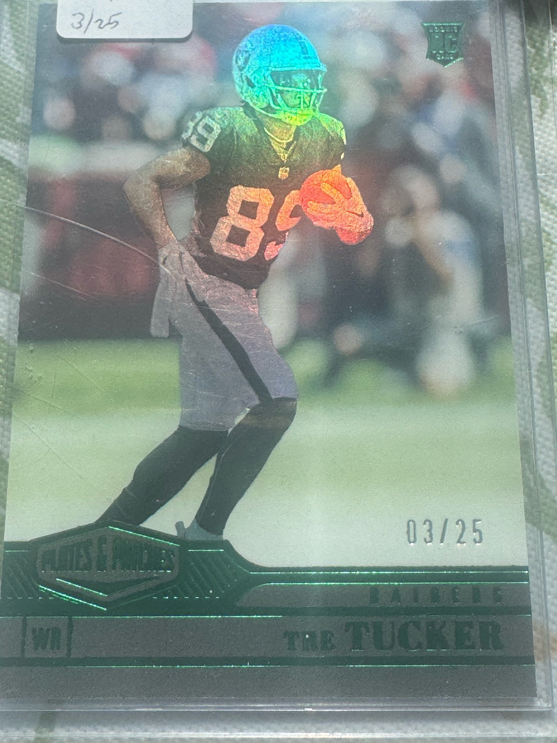 Tre Tucker 2023 Panini Plates & Patches Green RC 03/25 #188 Raiders