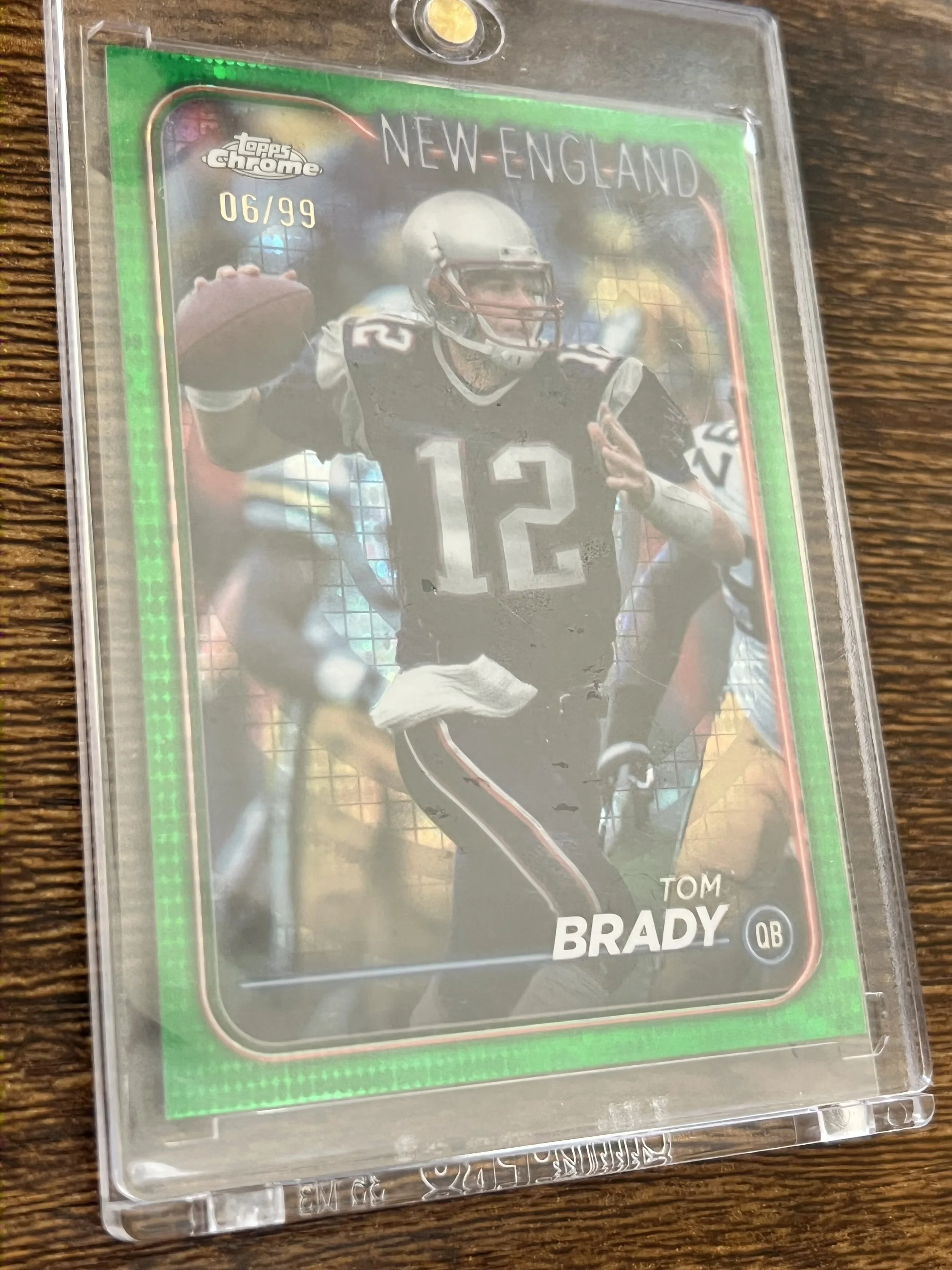 2024 Topps Chrome Tom Brady Green Sonar Refractor #120 (New England Patriots) 06/99 serial