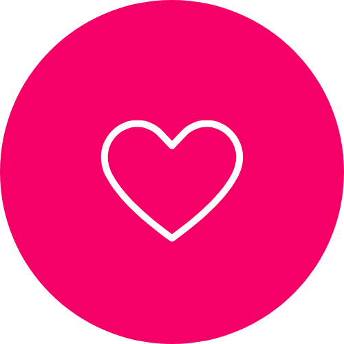 Pink circle with a white outline heart in the center.