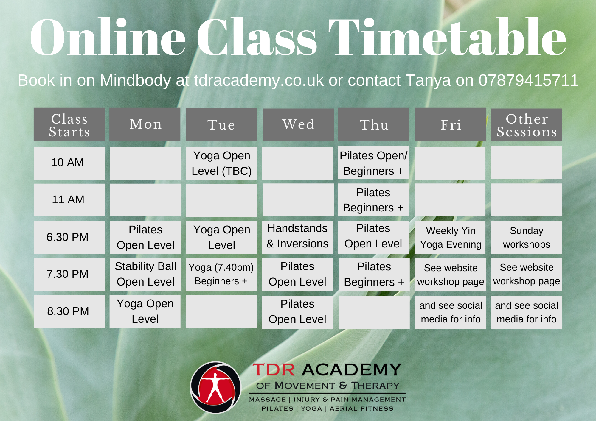 All Classes Monday to Sunday are ONLINE, LIVE &amp; UNLIMITED &amp; Free Youtube Videos