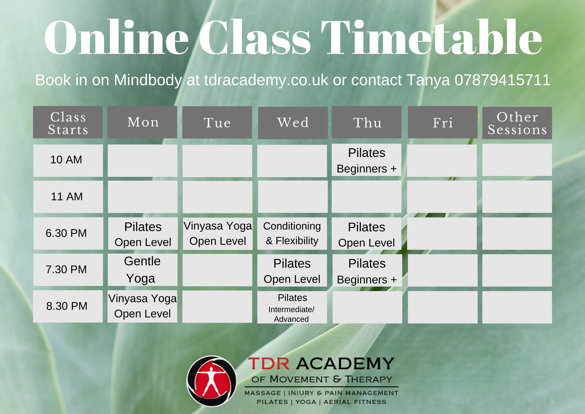 Last Remaining Places In Studio Classes at TDR Academy!! Book Now!!